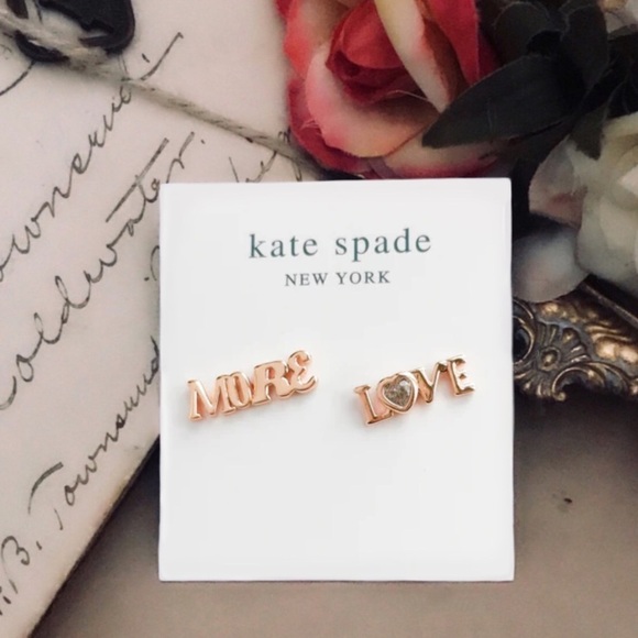 KATE SPADE • Rose Gold Spell It Out More Love Earrings - Picture 4 of 5